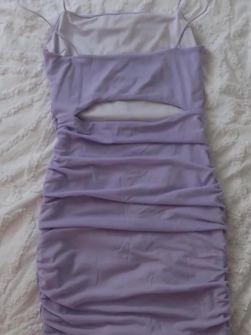 Hello Molly Lavender Ruched Bodycon Dress - Elegant Spaghetti Strap - Picture 5 of 7